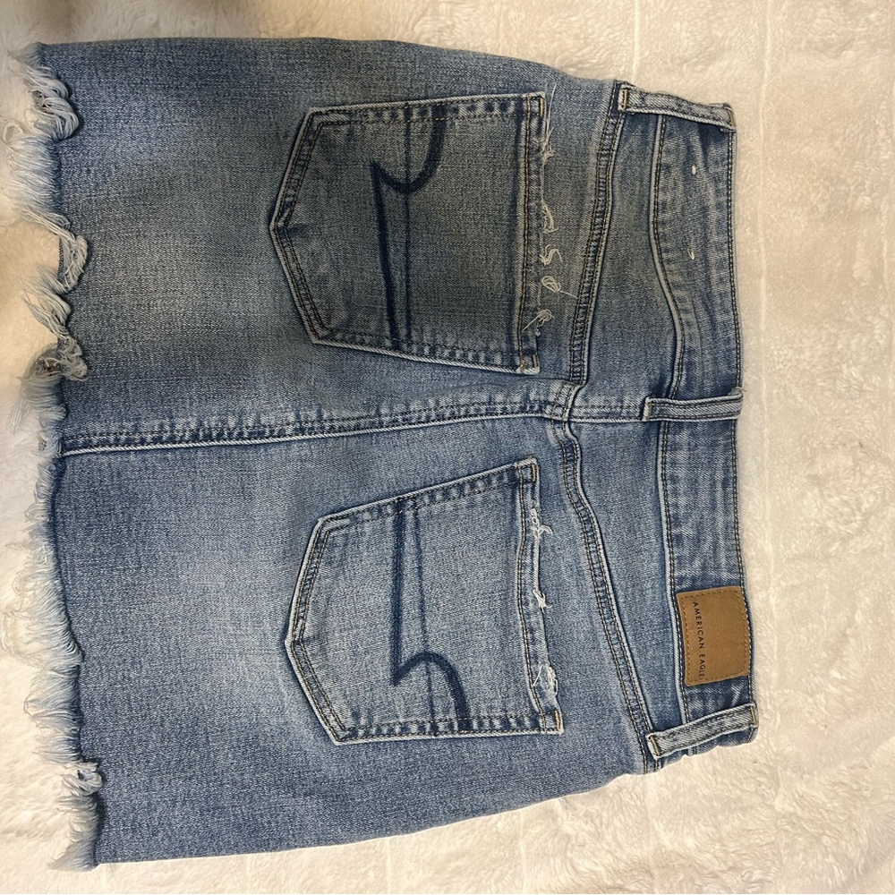 Frayed Hem Denim Skirt